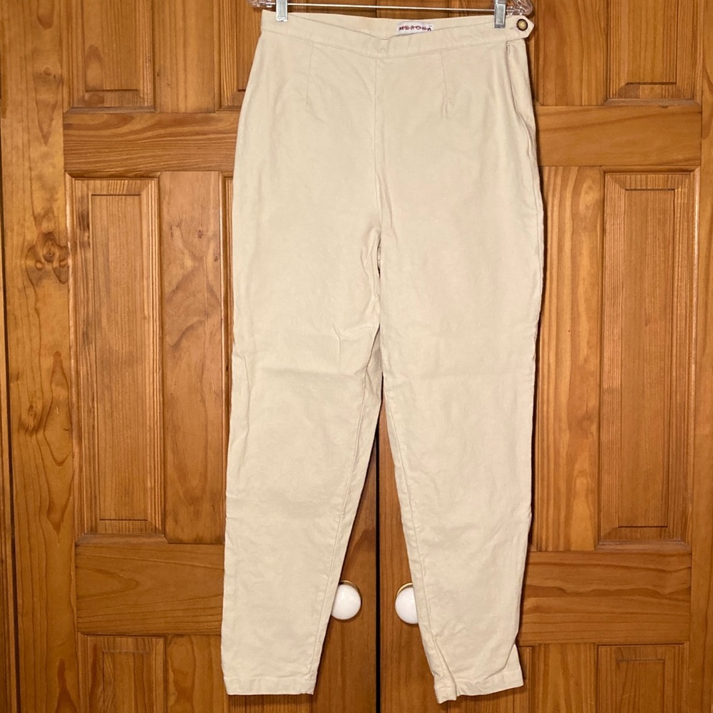 NWOT Merona Vintage 90s Stretch Pants Flat Panel High Rise Tan Size 14